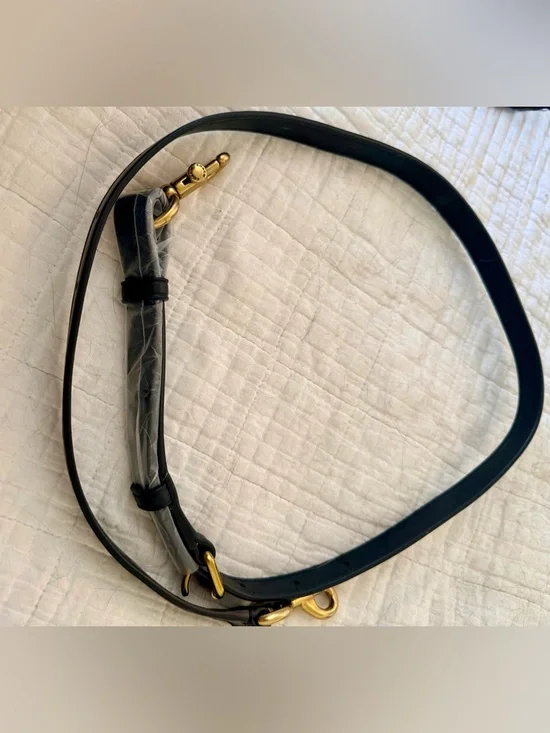 Coach Black Leather Strap 42” Adjustable Brass Hardware Crossbody Shoulder - Picture 4 of 7